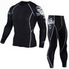 Image of Men's Compression Run jogging Suits Clothes Sports Set Long t shirt And Pants Gym Fitness workout Tights clothing 2pcs/Sets