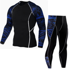 Men's Compression Run jogging Suits Clothes Sports Set Long t shirt And Pants Gym Fitness workout Tights clothing 2pcs/Sets