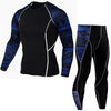 Image of Men's Compression Run jogging Suits Clothes Sports Set Long t shirt And Pants Gym Fitness workout Tights clothing 2pcs/Sets