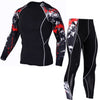 Image of Men's Compression Run jogging Suits Clothes Sports Set Long t shirt And Pants Gym Fitness workout Tights clothing 2pcs/Sets