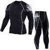 Image of Men's Compression Run jogging Suits Clothes Sports Set Long t shirt And Pants Gym Fitness workout Tights clothing 2pcs/Sets
