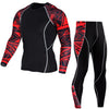 Image of Men's Compression Run jogging Suits Clothes Sports Set Long t shirt And Pants Gym Fitness workout Tights clothing 2pcs/Sets