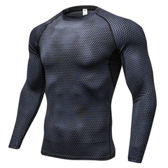 SPORTSHUB 3D Printing Long Sleeve Men Trainning Exercise Sports T-shirts Quick Dry Rashgard Men's Gym Fitness Clothing SAA0057