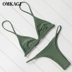 OMKAGI Brand Swimsuit Swimwear Women biquini Sexy Push Up Micro Bikini Set Swimming Bathing Suit Beachwear Brazilian Bikini 2018