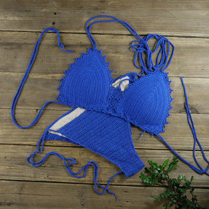 Handmade Women's Swimwear Feeler Crochet Bikini Set Lining swim trunks U Pick 13 Color