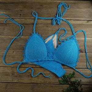 Handmade Women's Swimwear Feeler Crochet Bikini Set Lining swim trunks U Pick 13 Color