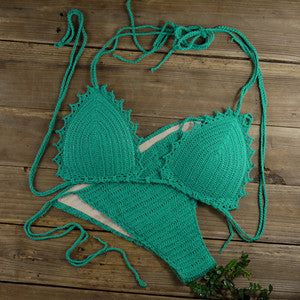 Handmade Women's Swimwear Feeler Crochet Bikini Set Lining swim trunks U Pick 13 Color