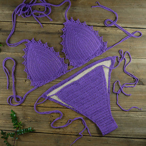 Handmade Women's Swimwear Feeler Crochet Bikini Set Lining swim trunks U Pick 13 Color