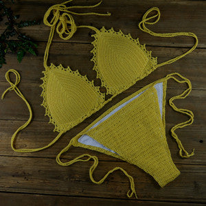 Handmade Women's Swimwear Feeler Crochet Bikini Set Lining swim trunks U Pick 13 Color