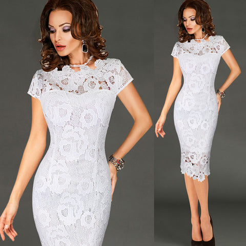 Vfemage Womens Elegant Sexy Crochet Hollow Out Pinup Party Evening Special Occasion Sheath Fitted Vestidos Dress 4272