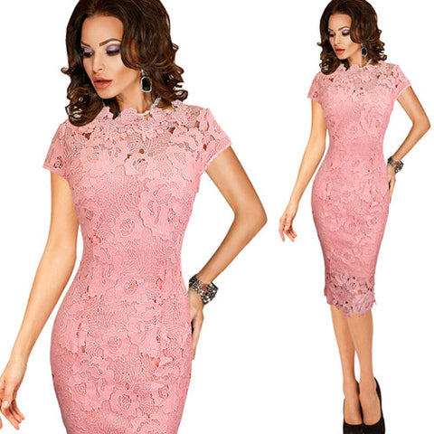 Vfemage Womens Elegant Sexy Crochet Hollow Out Pinup Party Evening Special Occasion Sheath Fitted Vestidos Dress 4272