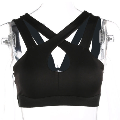 Vertvie Sexy Women Halter Yoga Bra Strappy Sport Bras Push Up Shockproof Sport Bra Vest Tank Tops Fitness Running Workout Bra
