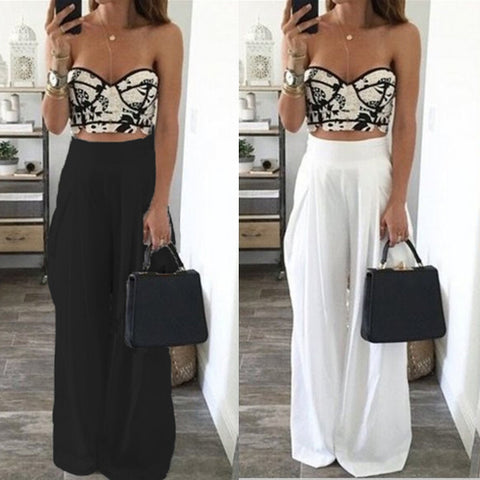 Celmia 2017 Autumn Women Wide Leg Pants High Elastic Waist Pant Pantalones Casual Trousers Loose Long Harem Trouser Palazzo