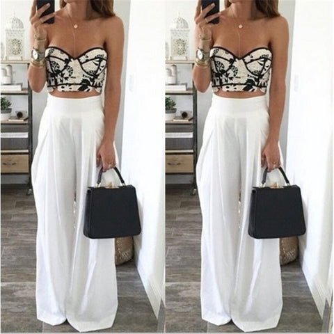 Celmia 2017 Autumn Women Wide Leg Pants High Elastic Waist Pant Pantalones Casual Trousers Loose Long Harem Trouser Palazzo