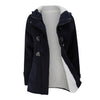 Image of Women's Fashion Trench Coat Autumn Thick Lining Winter Jacket Overcoat Female Casual Long Hooded Coat Zipper Horn Button Outwear