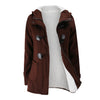 Image of Women's Fashion Trench Coat Autumn Thick Lining Winter Jacket Overcoat Female Casual Long Hooded Coat Zipper Horn Button Outwear