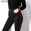 Image of RZIV 2017 jeans woman casual stretch denim solid color stitching waist black jeans and skinny jeans trouser