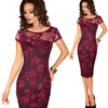 Image of Vfemage Womens Elegant Sexy Crochet Hollow Out Pinup Party Evening Special Occasion Sheath Fitted Vestidos Dress 4272
