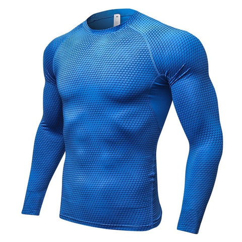 SPORTSHUB 3D Printing Long Sleeve Men Trainning Exercise Sports T-shirts Quick Dry Rashgard Men's Gym Fitness Clothing SAA0057