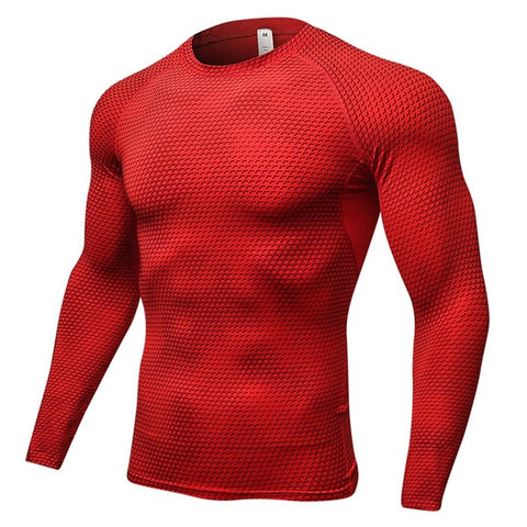 SPORTSHUB 3D Printing Long Sleeve Men Trainning Exercise Sports T-shirts Quick Dry Rashgard Men's Gym Fitness Clothing SAA0057