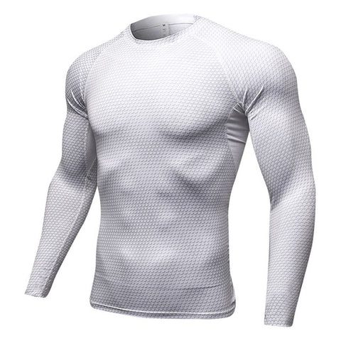 SPORTSHUB 3D Printing Long Sleeve Men Trainning Exercise Sports T-shirts Quick Dry Rashgard Men's Gym Fitness Clothing SAA0057