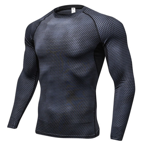 SPORTSHUB 3D Printing Long Sleeve Men Trainning Exercise Sports T-shirts Quick Dry Rashgard Men's Gym Fitness Clothing SAA0057