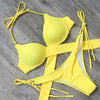 Image of RXRXCOCO Sexy Bandage Bikinis Push Up Swimwear Women Swimsuit Brazilian Bikini Set 2018 Summer Solid Bathing Suit Low Waist Suit