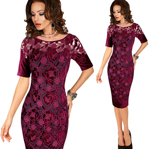 Vfemage Womens Elegant Sexy Crochet Hollow Out Pinup Party Evening Special Occasion Sheath Fitted Vestidos Dress 4272