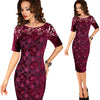 Image of Vfemage Womens Elegant Sexy Crochet Hollow Out Pinup Party Evening Special Occasion Sheath Fitted Vestidos Dress 4272