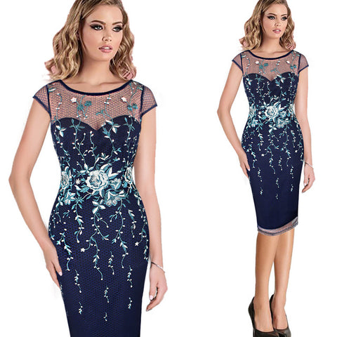 Vfemage Womens Elegant Sexy Crochet Hollow Out Pinup Party Evening Special Occasion Sheath Fitted Vestidos Dress 4272